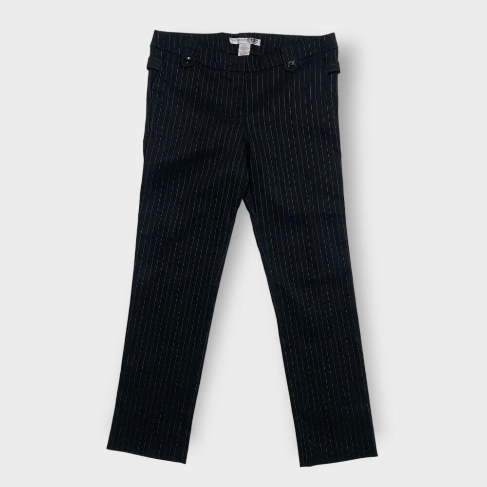 Necessary Objects Women’s Trousers Pinstripe Skinny Ankle Black Size Medium
